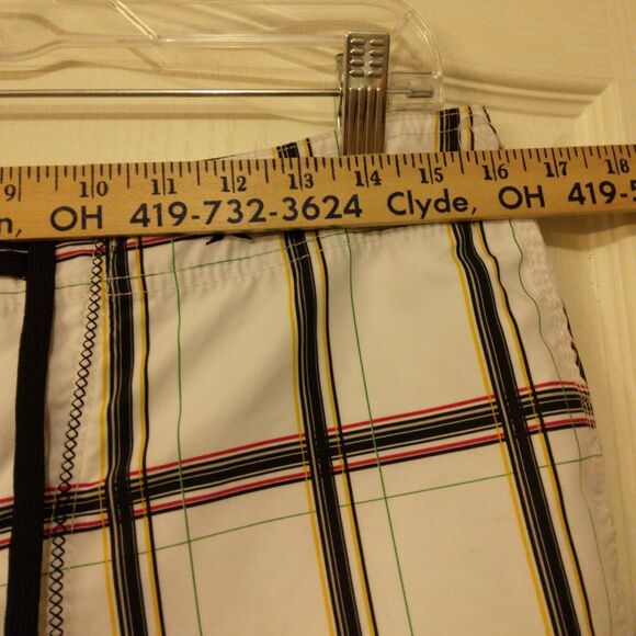Hurley board shorts mens 31 white plaid cargo swim trunks drawstring surf - Picture 8 of 11